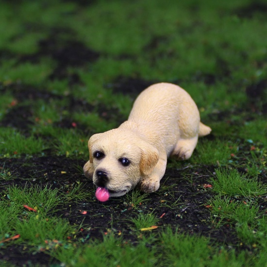 Picture of Khaki - 2# Dog Funny Garden Resin Micro Landscape Miniature Decoration 5x2.3x2.2cm, 1 Piece