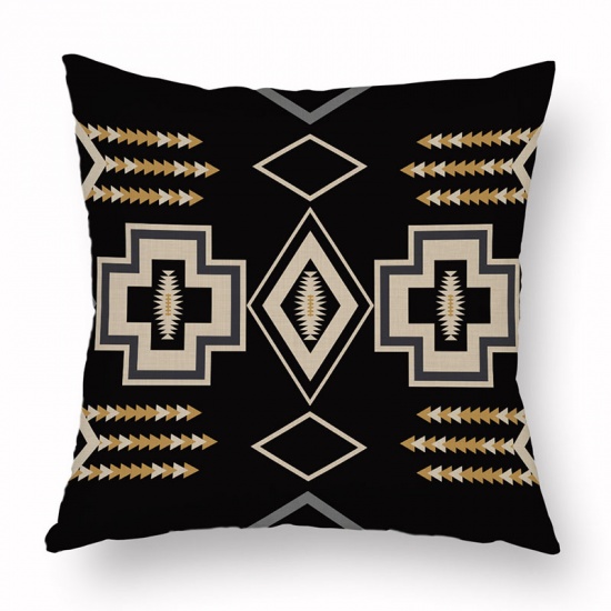 Immagine di Black - 9# Geometric Peach Skin Fabric Square Pillowcase Home Textile 45x45cm, 1 Piece