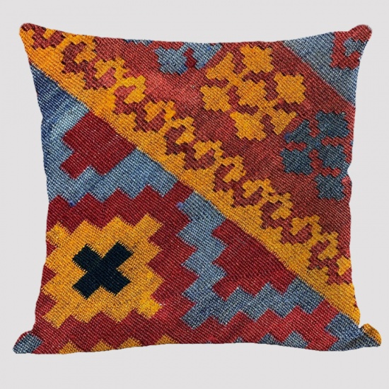 Immagine di Multicolor - 19# Kilim Ethnic Style Flax Square Pillowcase Home Textile 45x45cm, 1 Piece