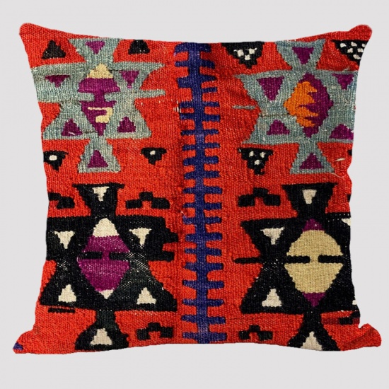 Immagine di Multicolor - 31# Kilim Ethnic Style Flax Square Pillowcase Home Textile 45x45cm, 1 Piece
