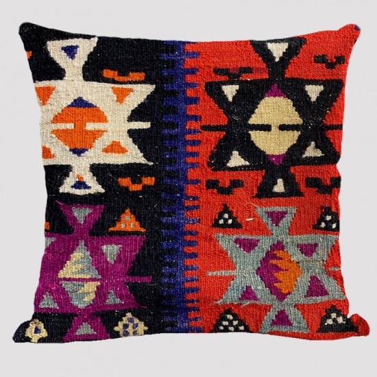 Bild von Bunt - 35# Kilim Ethnischer Stil Flachs Quadratische Kissenbezug Haus Textil 45x45cm, 1 Stück