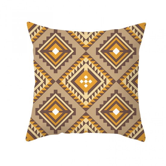 Picture of Multicolor - 4# Bohemian Style Geometric Peach Skin Fabric Square Pillowcase Home Textile 45x45cm, 1 Piece