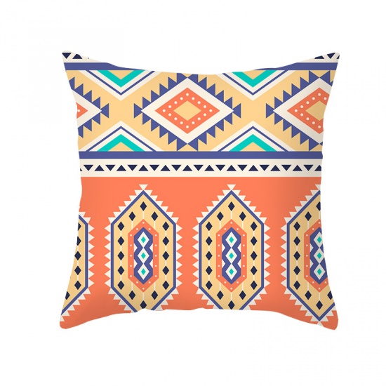 Picture of Multicolor - 5# Bohemian Style Geometric Peach Skin Fabric Square Pillowcase Home Textile 45x45cm, 1 Piece