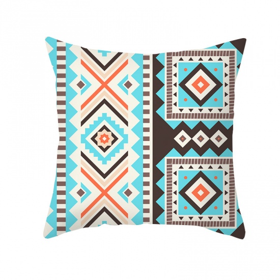 Picture of Multicolor - 8# Bohemian Style Geometric Peach Skin Fabric Square Pillowcase Home Textile 45x45cm, 1 Piece