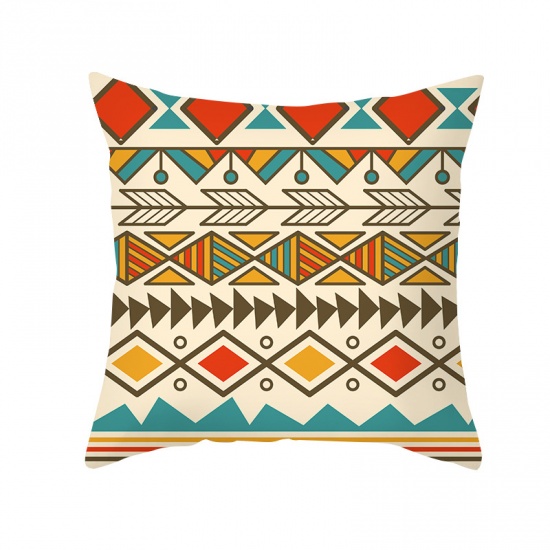 Picture of Multicolor - 10# Bohemian Style Geometric Peach Skin Fabric Square Pillowcase Home Textile 45x45cm, 1 Piece