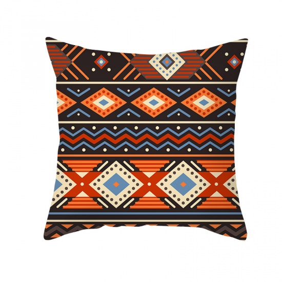 Picture of Multicolor - 15# Bohemian Style Geometric Peach Skin Fabric Square Pillowcase Home Textile 45x45cm, 1 Piece