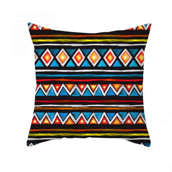 Picture of Multicolor - 16# Bohemian Style Geometric Peach Skin Fabric Square Pillowcase Home Textile 45x45cm, 1 Piece