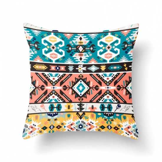 Immagine di Multicolor - 23# Bohemian Ethnic Style Short Plush Velvet Square Pillowcase Home Textile 45x45cm, 1 Piece