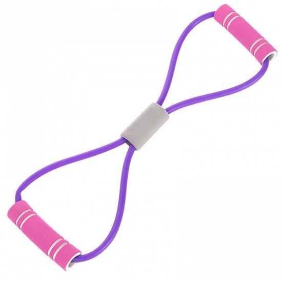 Picture of Purple - Yoga Elastic Band 8 Word Muscle Fitness Expansion Rubber Tubing Pull On Rope