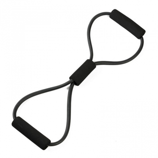 Immagine di Black - Yoga Elastic Band 8 Word Muscle Fitness Expansion Rubber Tubing Pull On Rope