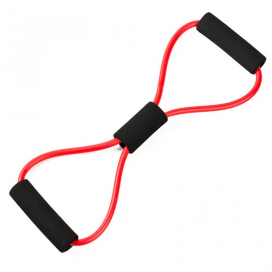 Picture of Red - Yoga Elastic Band 8 Word Muscle Fitness Expansion Rubber Tubing Pull On Rope