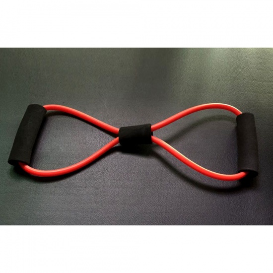 Immagine di Red - Yoga Elastic Band 8 Word Muscle Fitness Expansion Rubber Tubing Pull On Rope