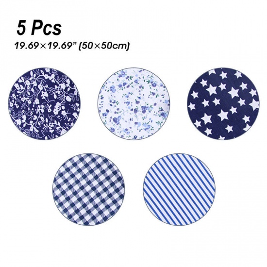 Picture of Deep Blue - DIY Mixed Printing Cloth Cotton Fabric Sewing Quilting Patchwork Crafts 50cm x 50cm（5 Pcs/Set）