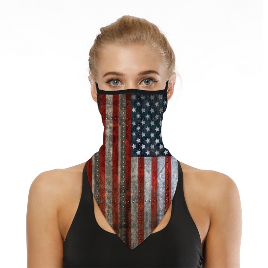 Изображение Полиэстер Ветрозащитная пылезащитная маска для лица для езды на велосипеде Красный Флаг США 45см x 23.5см, 1 ШТ
