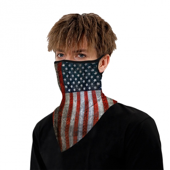 Изображение Полиэстер Ветрозащитная пылезащитная маска для лица для езды на велосипеде Красный Флаг США 45см x 23.5см, 1 ШТ