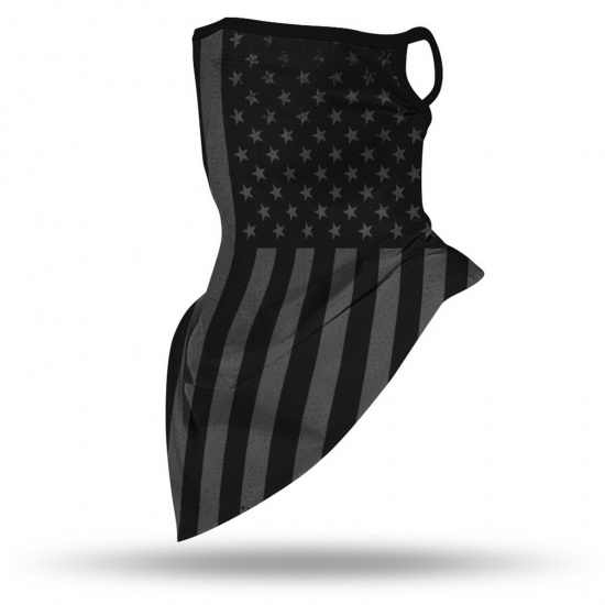 Изображение Полиэстер Ветрозащитная пылезащитная маска для лица для езды на велосипеде Черный Флаг США 45см x 23.5см, 1 ШТ