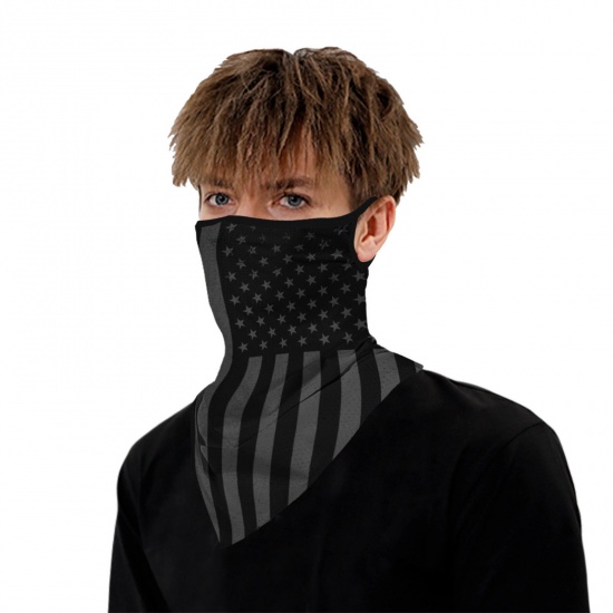 Picture of Polyester Windproof Dustproof Face Mask For Outdoor Cycling Black Flag Of The United States 45cm x 23.5cm, 1 Piece
