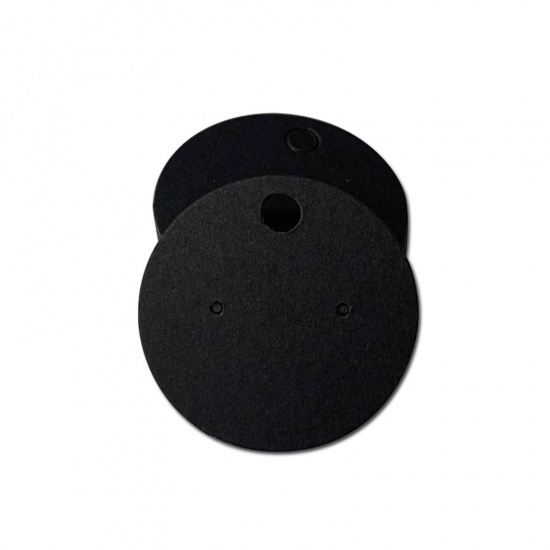 Imagen de Paper Jewelry Earrings Display Card Black Round 40mm Dia., 1 Packet ( 100 PCs/Packet)