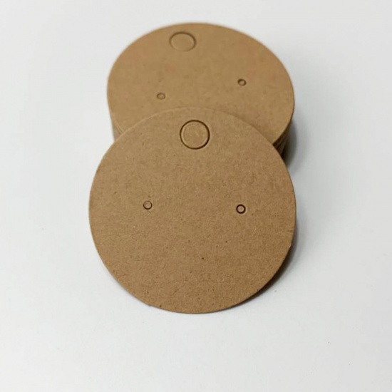 Picture of Paper Jewelry Earrings Display Card Brown Yellow Round 40mm Dia., 1 Packet ( 100 PCs/Packet)