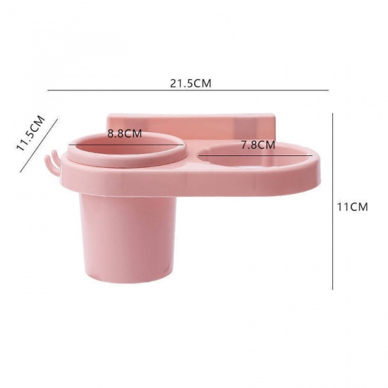 Immagine di Pink - Detachable Self-adhesive Wall-mounted Multifunctional Bathroom Hairdryer Storage Rack 21.5x11.5x11cm, 1 Piece