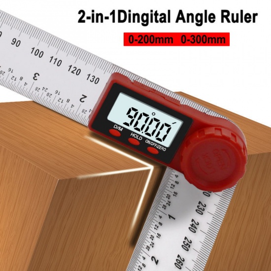 Immagine di 0-300mm Digital Meter Angle Inclinometer Angle Digital Ruler Electron Goniometer Protractor Angle finder Measuring Tool, 1 Piece