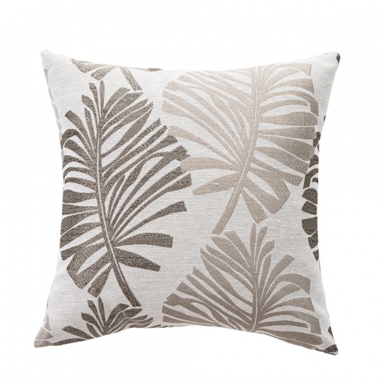 Picture of Taupe Gray - Palm Leaf Flax Square Pillowcase Home Textile 45x45cm, 1 Piece