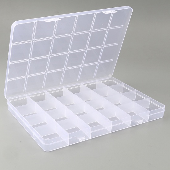 Picture of 24 Compartment Plastic Storage Container Box Basket Rectangle White 18.6cm x 13cm, 2 PCs