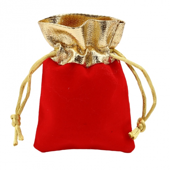 Picture of Velvet Drawstring Bags Red (Usable Space: Approx 7x6.5cm) 9cm x 7cm, 5 PCs