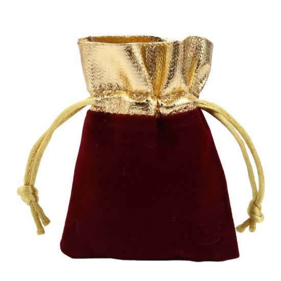 Picture of Velvet Drawstring Bags Wine Red (Usable Space: Approx 7x6.5cm) 9cm x 7cm, 5 PCs