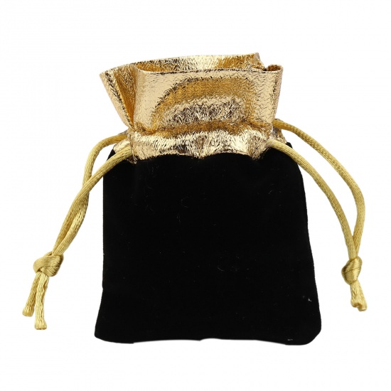 Picture of Velvet Drawstring Bags Black (Usable Space: Approx 7x6.5cm) 9cm x 7cm, 5 PCs