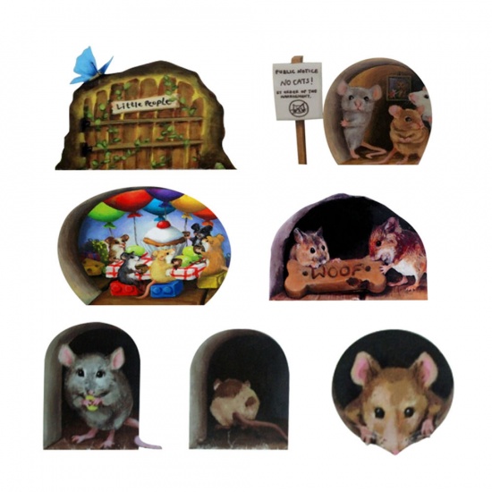 Picture of Multicolor - 6# Rat Mouse Hole PVC Glass Window Film Wall Stickers Home Decoration 10x6cm, 1 Set（7 PCs/Set）