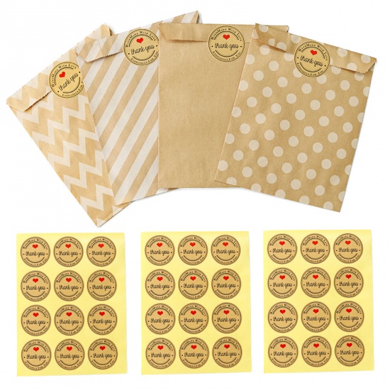 Picture of Paper Packing & Shipping Bags Packing Material Supplies Set Kraft Paper Color Smile Pattern " THANK YOU " , 1 Packet
