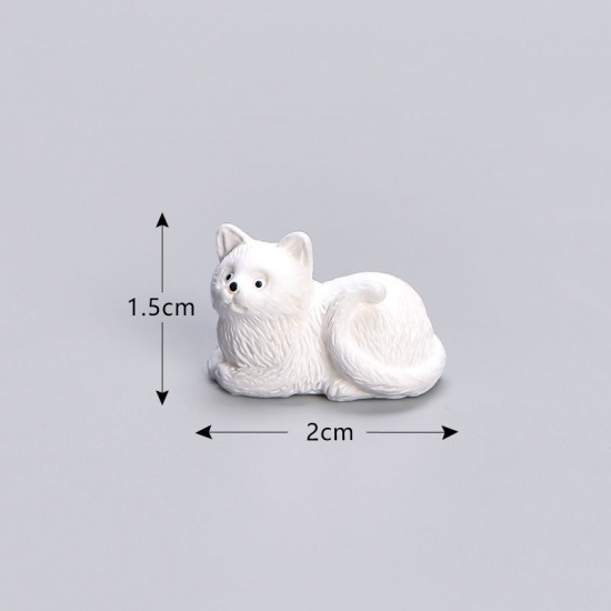 Picture of White - Cat Animal Resin Micro Landscape Miniature Decoration 2x1.5cm, 1 Piece