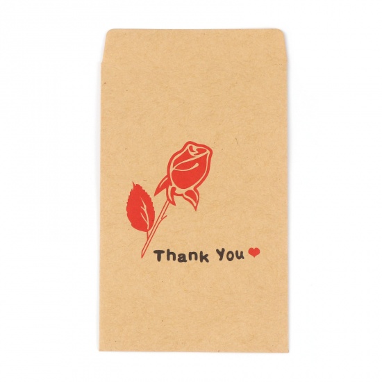 Immagine di Carta Sacchetti di Carta Carta Kraft Rettangolo Rosa Disegno Lettere " THANK YOU " 12.5cm x 7.2cm, 20 Pz