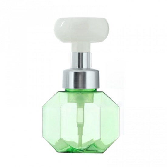 Immagine di Green - 300ml Empty PETG Flower Foam Pump Hand Sanitizer Bottle Refillable 16.3x5.5cm, 1 Piece