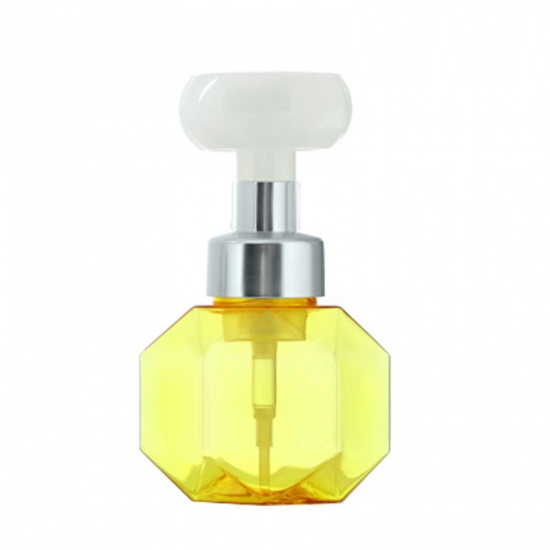 Immagine di Yellow - 300ml Empty PETG Flower Foam Pump Hand Sanitizer Bottle Refillable 16.3x5.5cm, 1 Piece