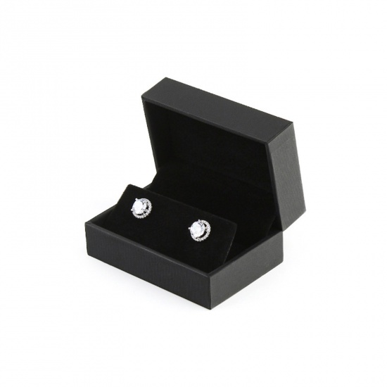 Picture of Paper Jewelry Gift Jewelry Box Rectangle Black 7.5cm x 5cm x 3.5cm , 1 Piece