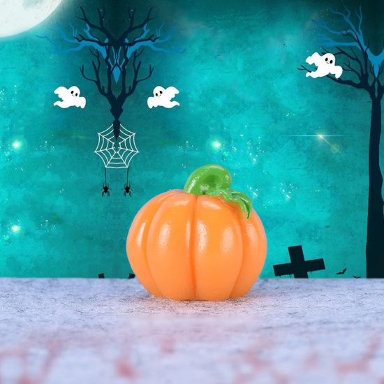 Picture of Orange - Halloween Pumpkin Resin Micro Landscape Miniature Decoration 2.2x2.1cm, 1 Piece