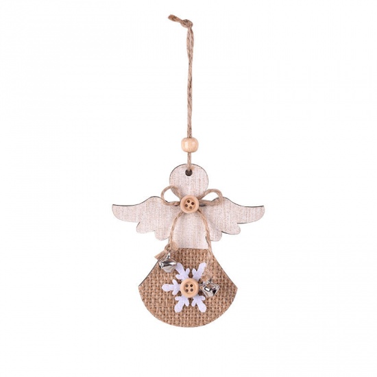 Immagine di Light Brown - Christmas Angel Hanging Decoration For Closet Door And Window 10x9.5cm, 1 Piece