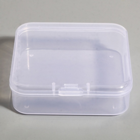 Picture of Plastic Storage Container Box Basket Square Transparent Clear 64mm x 64mm, 5 PCs