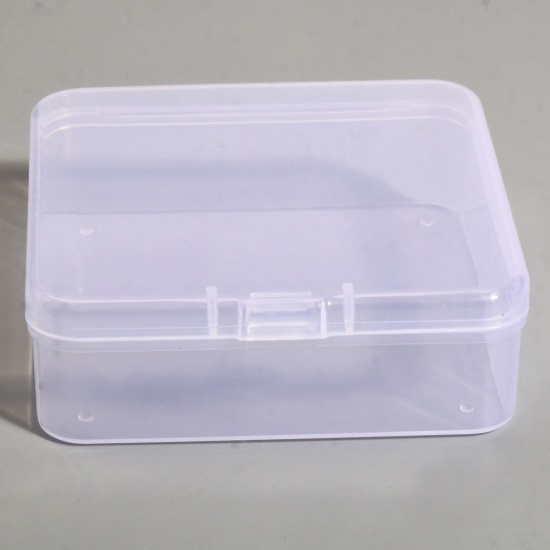 Picture of Plastic Storage Container Box Basket Square Transparent Clear 74mm x 74mm, 5 PCs