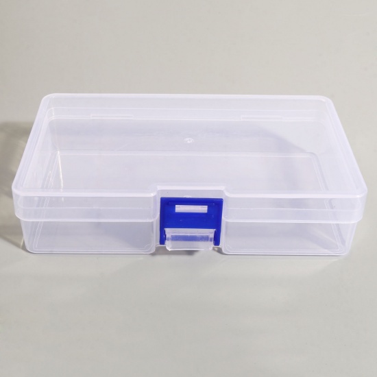 Image de Sac Panier Boîte de Rangement Stockage en Plastique Rectangle Bleu 14.5cm x 8.2cm, 2 Pcs