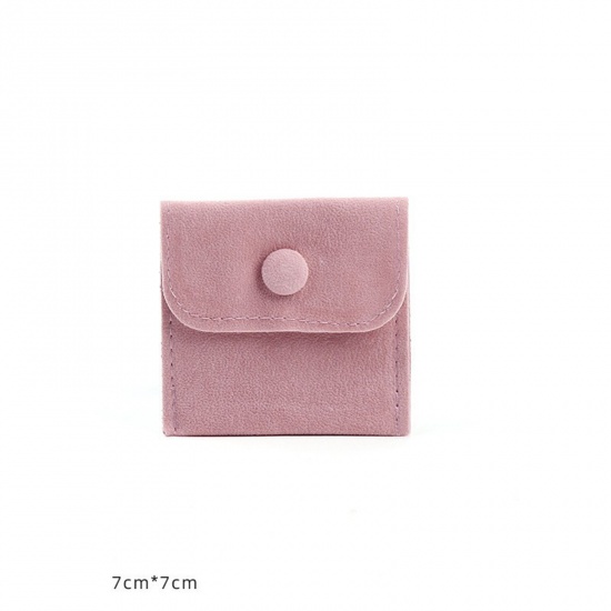 Picture of Velvet Jewelry Bags Light Pink 7cm x 7cm, 1 Piece