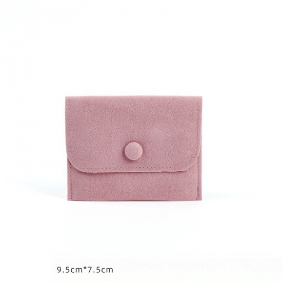 Picture of Velvet Jewelry Bags Light Pink 9.5cm x 7.5cm, 1 Piece