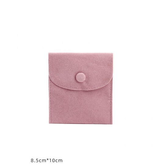 Picture of Velvet Jewelry Bags Light Pink 10cm x 8.5cm, 1 Piece