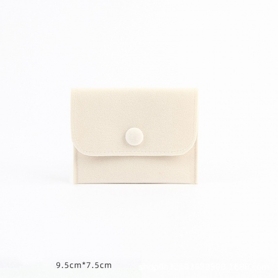 Picture of Velvet Jewelry Bags Creamy-White 9.5cm x 7.5cm, 1 Piece