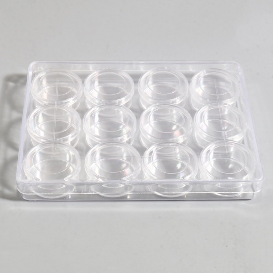 Picture of Plastic Storage Container Box Basket Rectangle Transparent Clear 13cm x 10cm, 1 Set