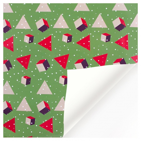 Image de Emballage Cadeau en Papier au Style Noël Rouge & Vert Forme Géométrique 70cm x 50cm 6 Pièces