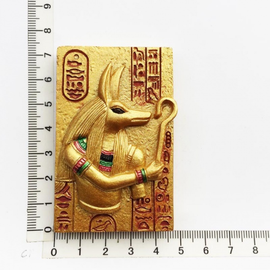Immagine di Golden - 13# Jackal Egypt Creative Cultural Tourism Souvenir Resin Fridge Magnet 7.3x4.7cm, 1 Piece