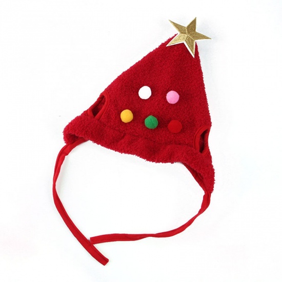 赤-Sクリスマスポリエステル猫犬の帽子ペットの服、1個 の画像